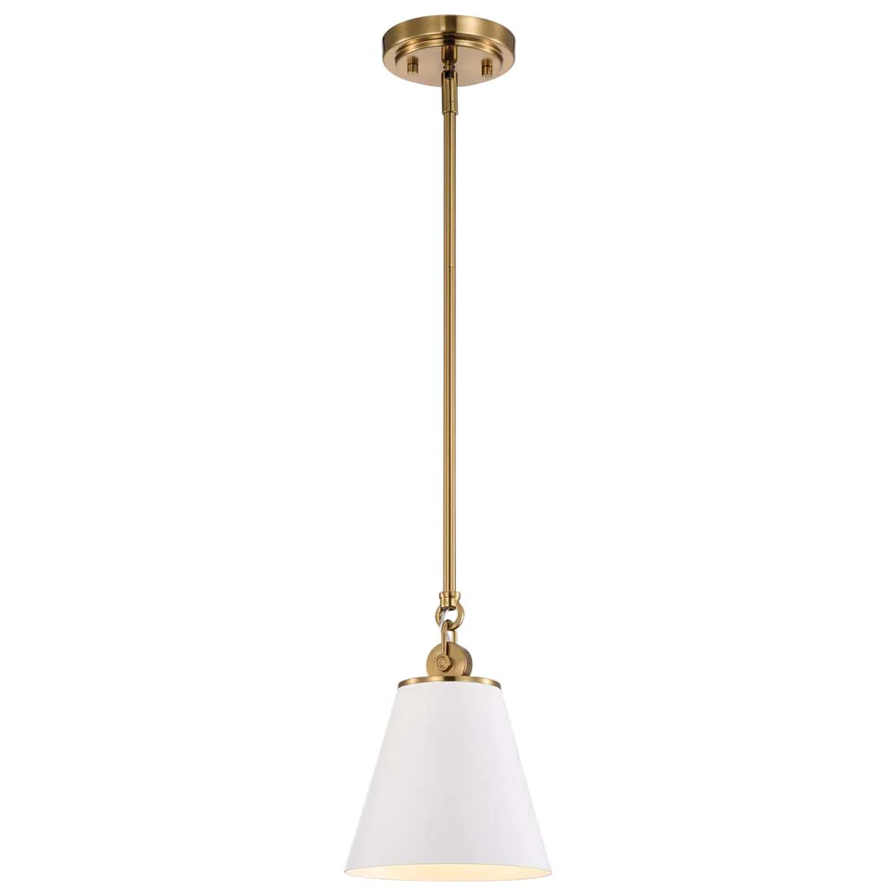 Dover 1-Light Small Pendant White with Vintage Brass - Image 4