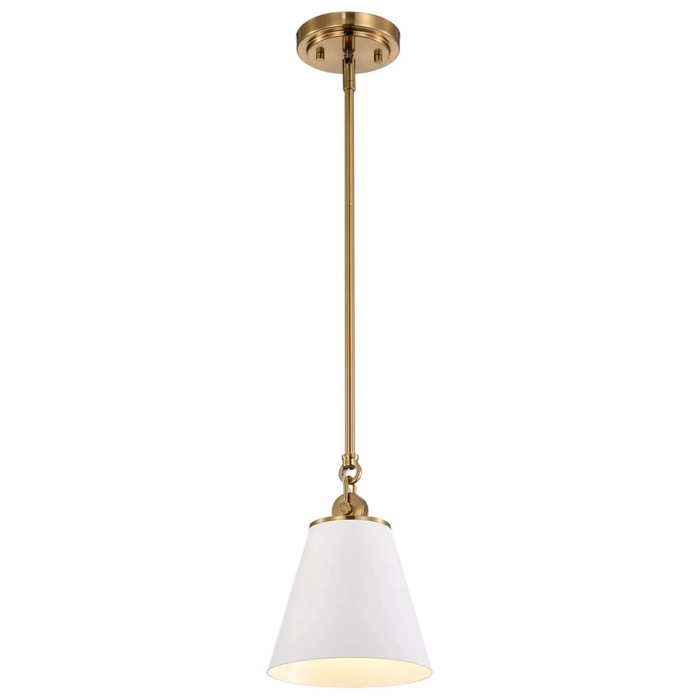 Dover 1-Light Small Pendant White with Vintage Brass - Image 5