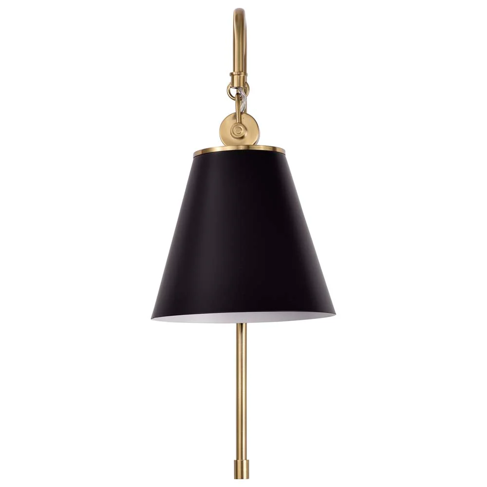 Dover 1-Light Wall Sconce Black with Vintage Brass - Image 2