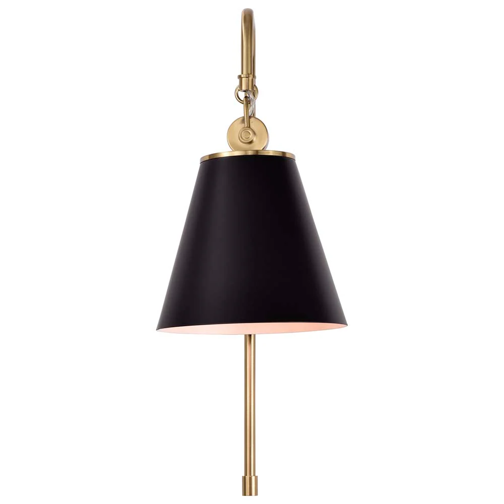 Dover 1-Light Wall Sconce Black with Vintage Brass - Image 3