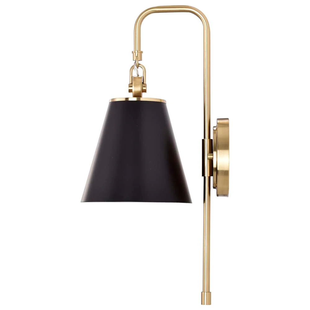 Dover 1-Light Wall Sconce Black with Vintage Brass - Image 4