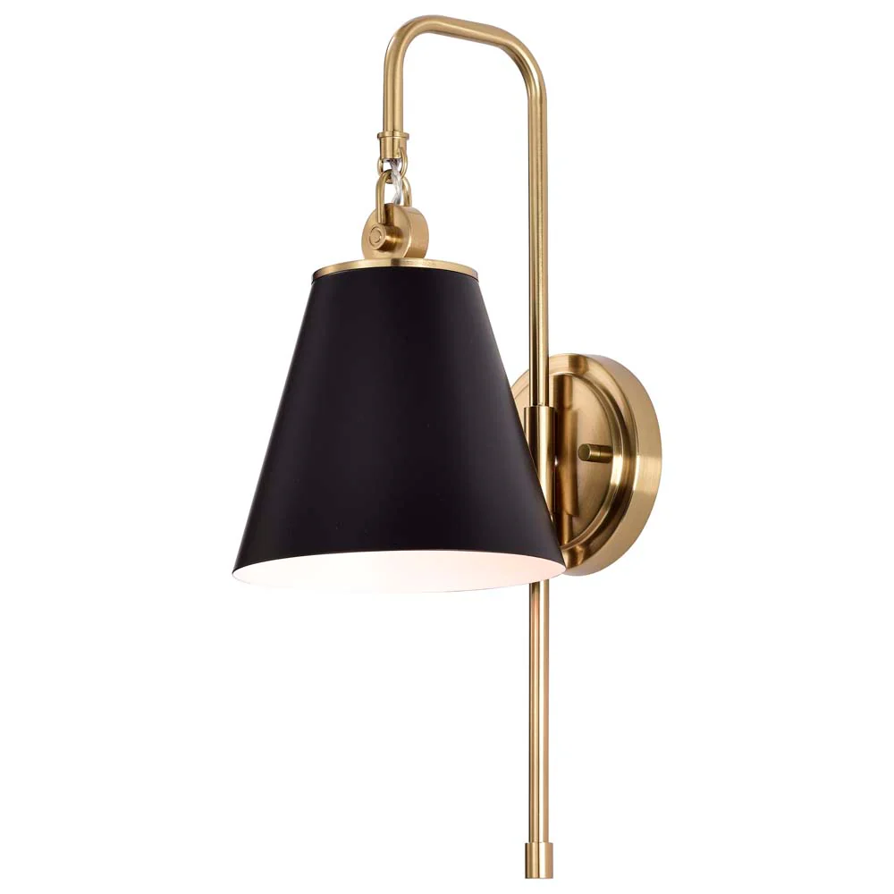 Dover 1-Light Wall Sconce Black with Vintage Brass - Image 5