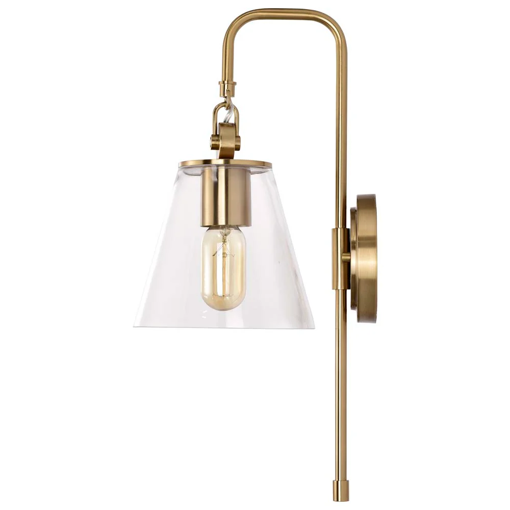 Dover 1-Light Wall Sconce Vintage Brass with Clear Glass - Image 5