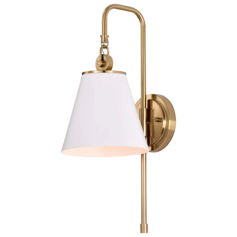 Dover 1-Light Wall Sconce White with Vintage Brass - Image 2