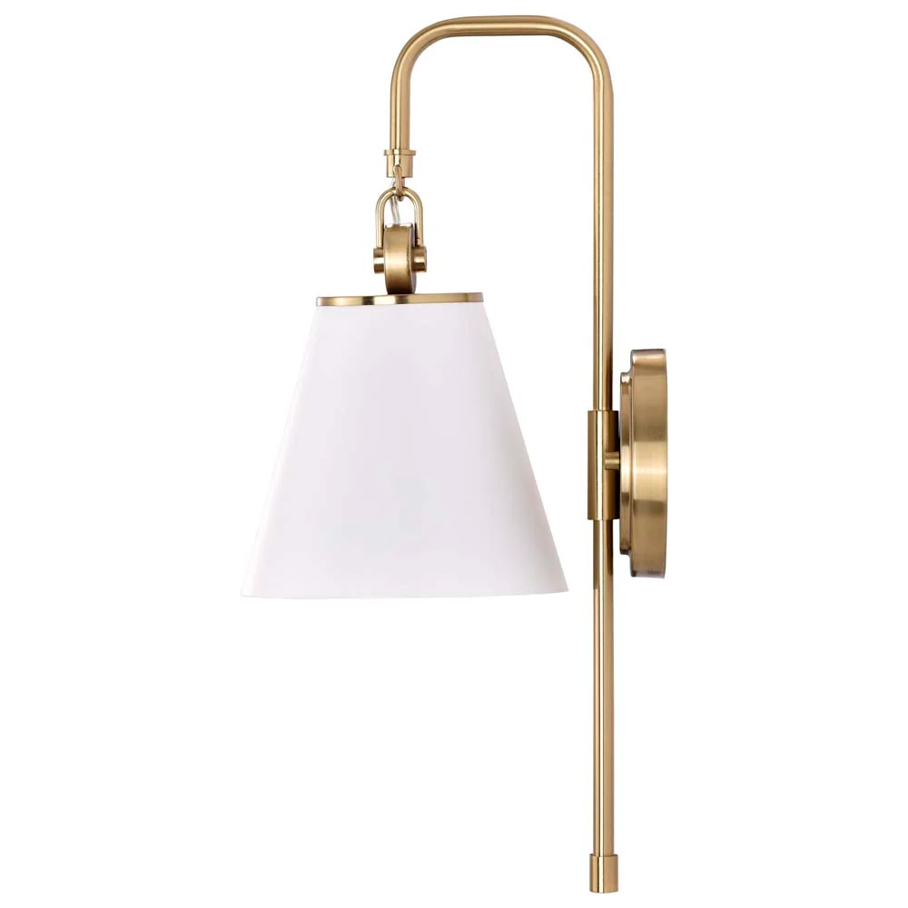 Dover 1-Light Wall Sconce White with Vintage Brass - Image 3
