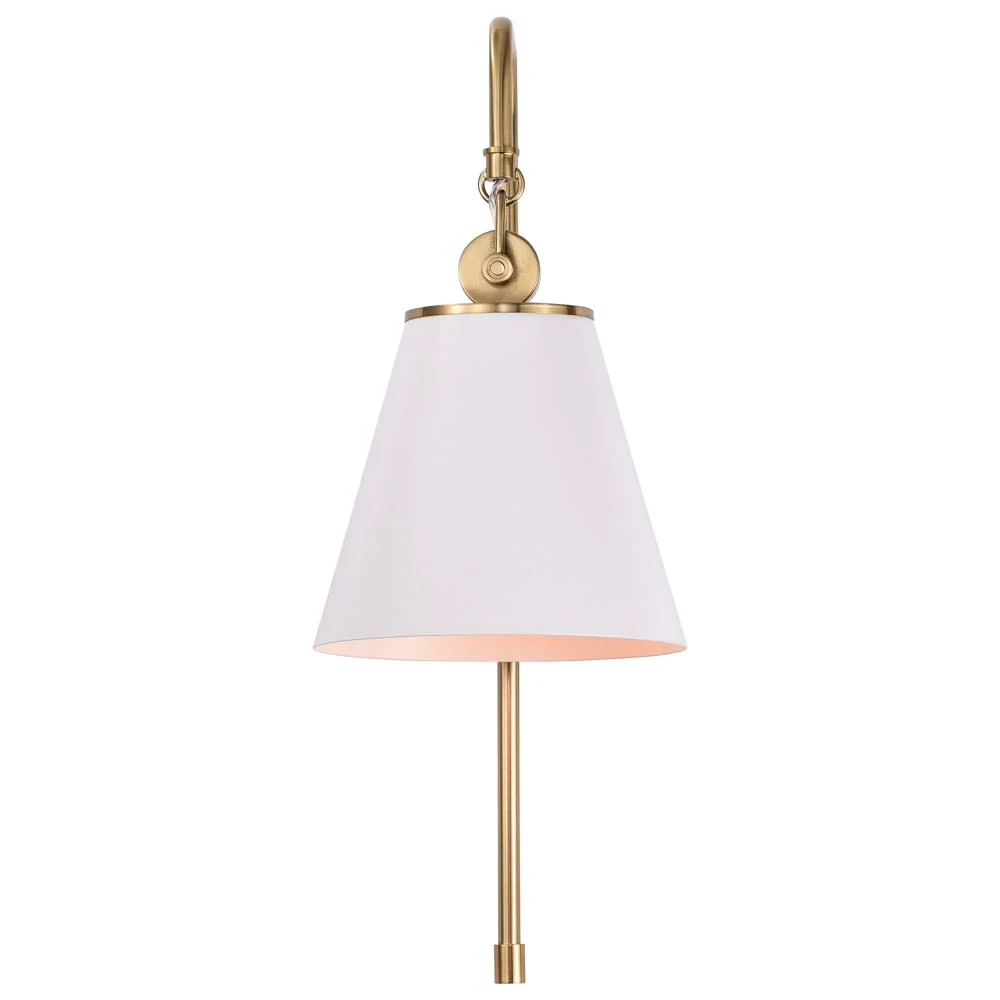 Dover 1-Light Wall Sconce White with Vintage Brass - Image 4
