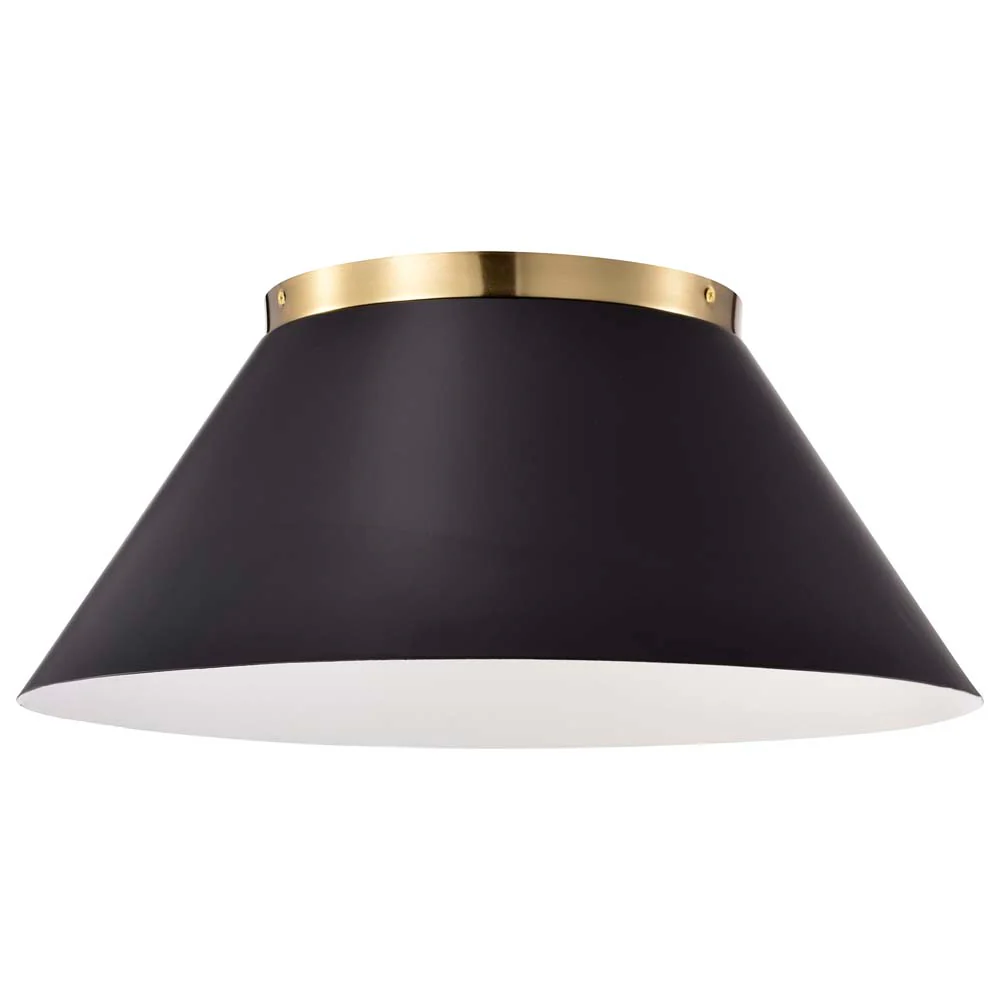 Dover 3-Light Large Flush Mount Black with Vintage Brass - Image 3
