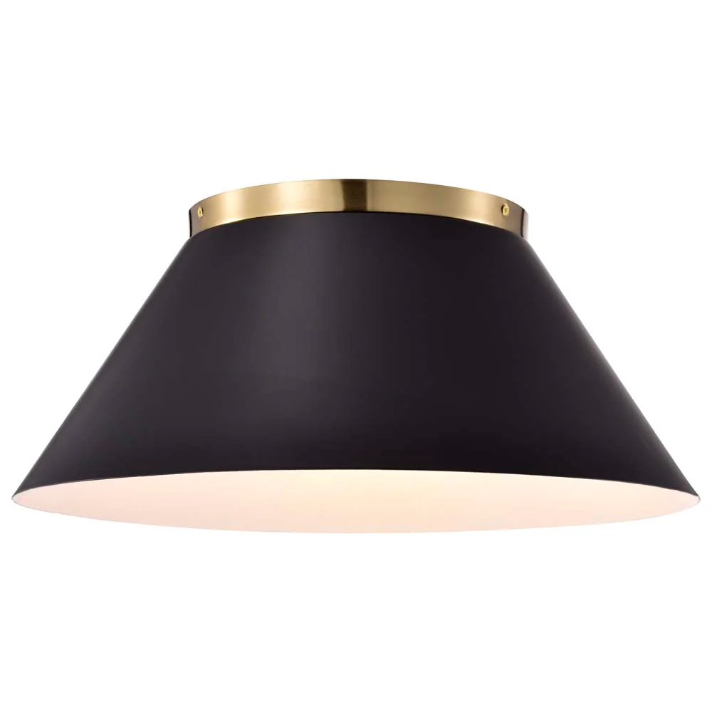 Dover 3-Light Large Flush Mount Black with Vintage Brass - Image 4