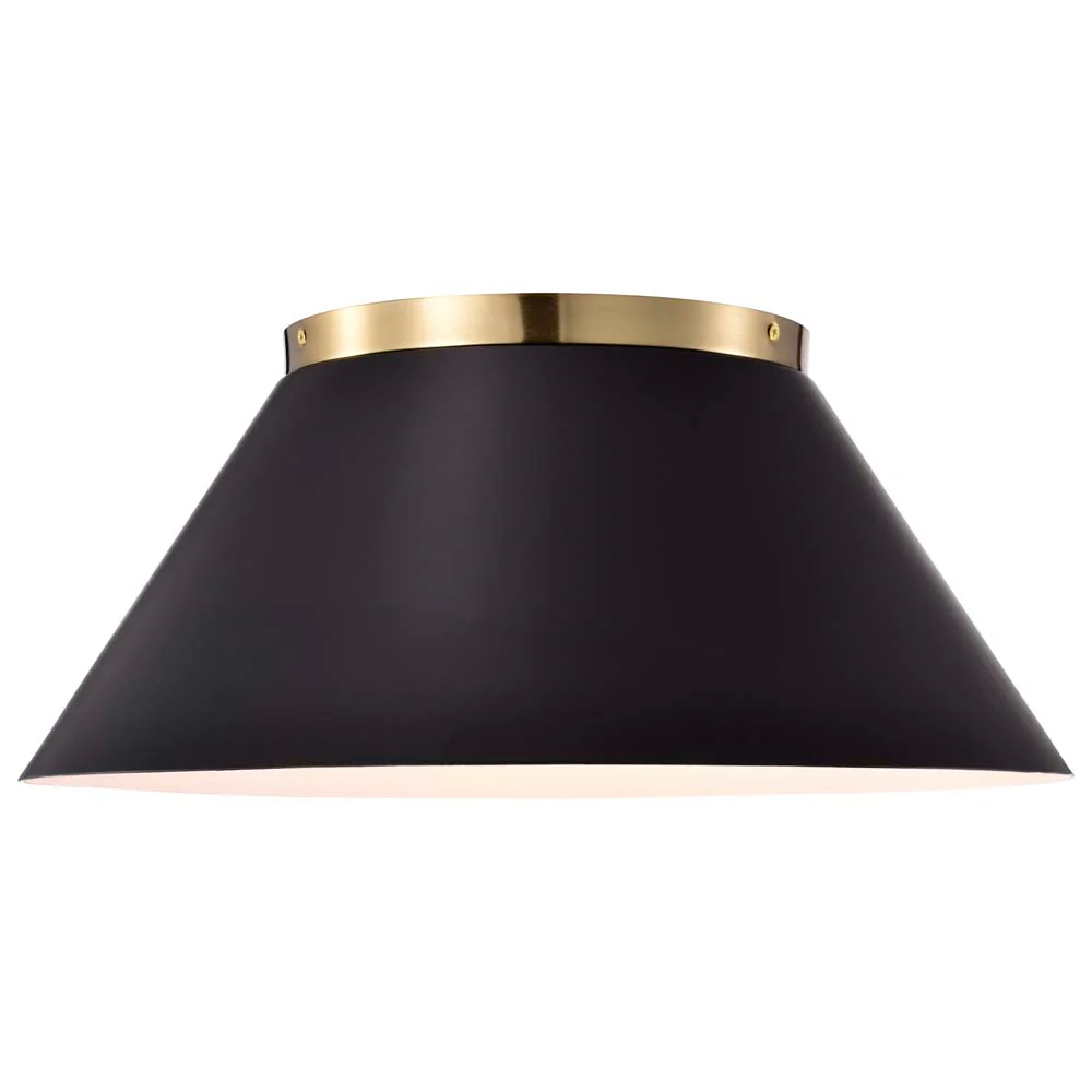 Dover 3-Light Large Flush Mount Black with Vintage Brass - Image 6