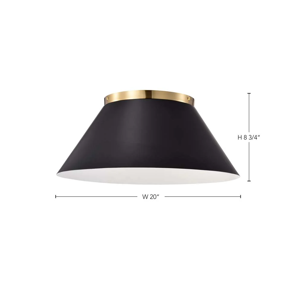 Dover 3-Light Large Flush Mount Black with Vintage Brass - Image 7
