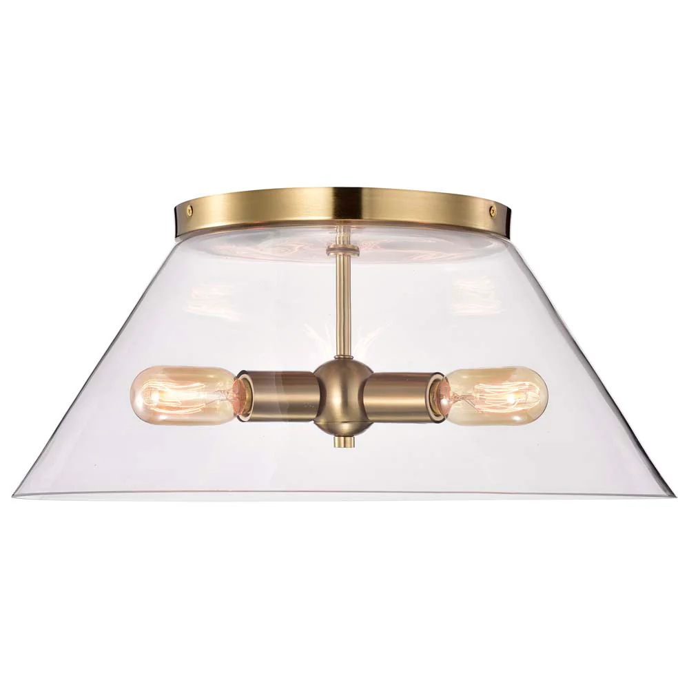 Dover 3-Light Large Flush Mount Vintage Brass with Clear Glass - Image 4