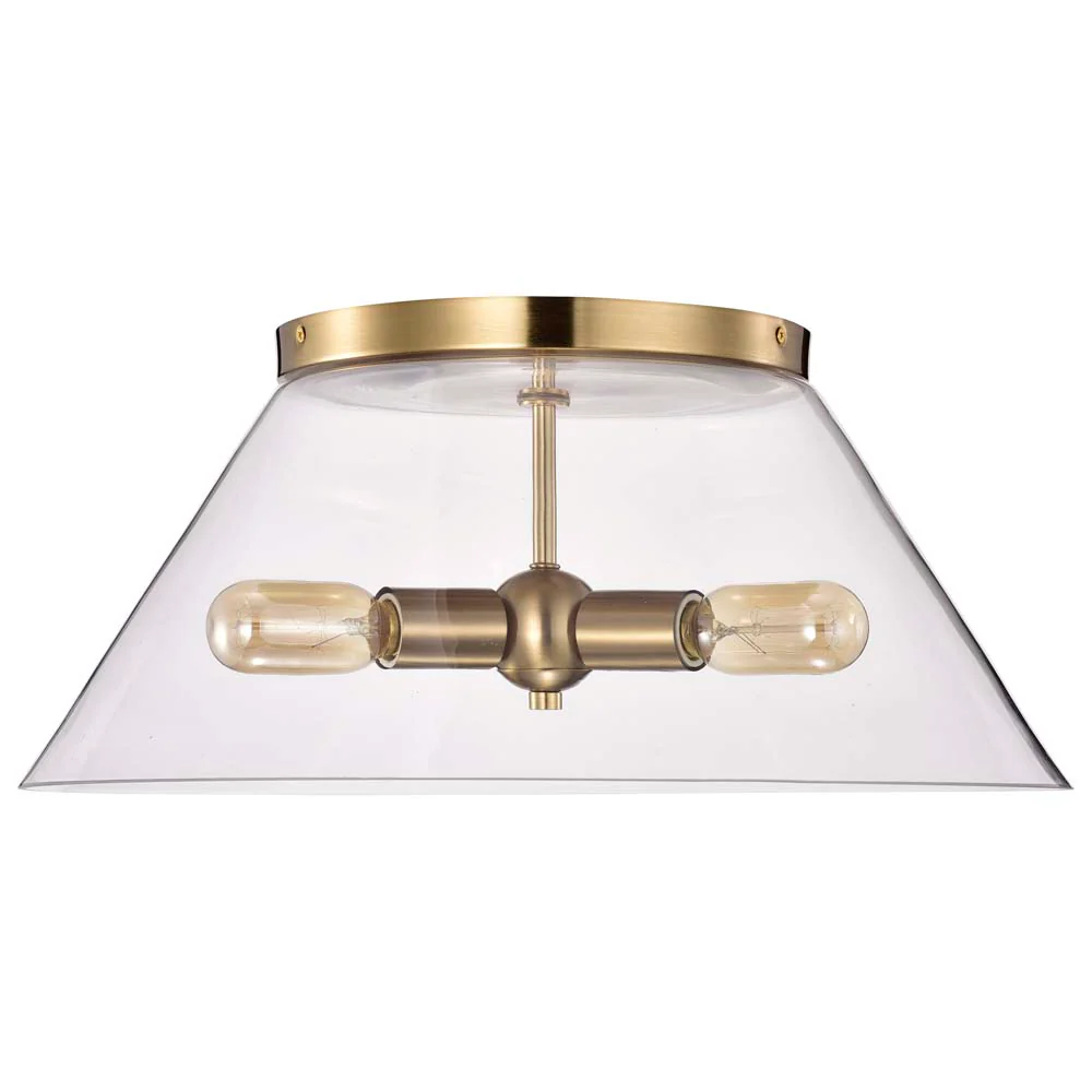 Dover 3-Light Large Flush Mount Vintage Brass with Clear Glass - Image 5