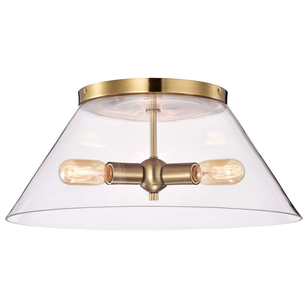 Dover 3-Light Large Flush Mount Vintage Brass with Clear Glass - Image 6