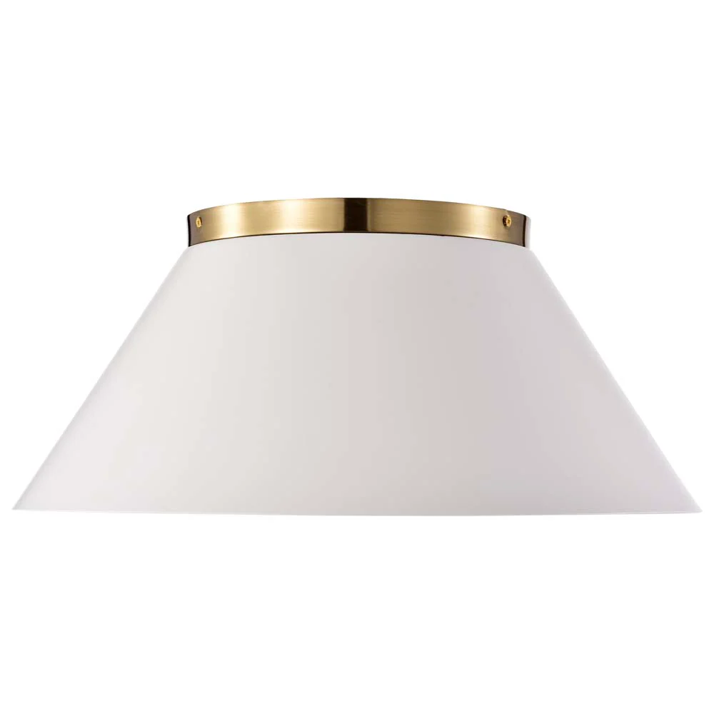 Dover 3-Light Large Flush Mount White with Vintage Brass - Image 2
