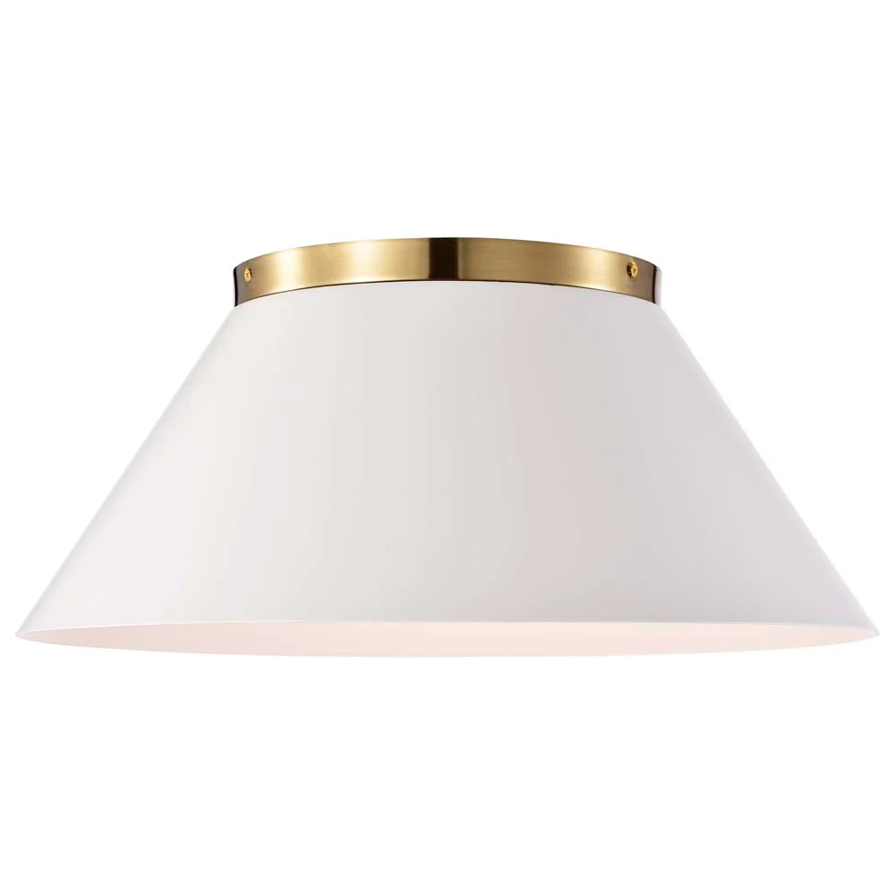Dover 3-Light Large Flush Mount White with Vintage Brass - Image 3
