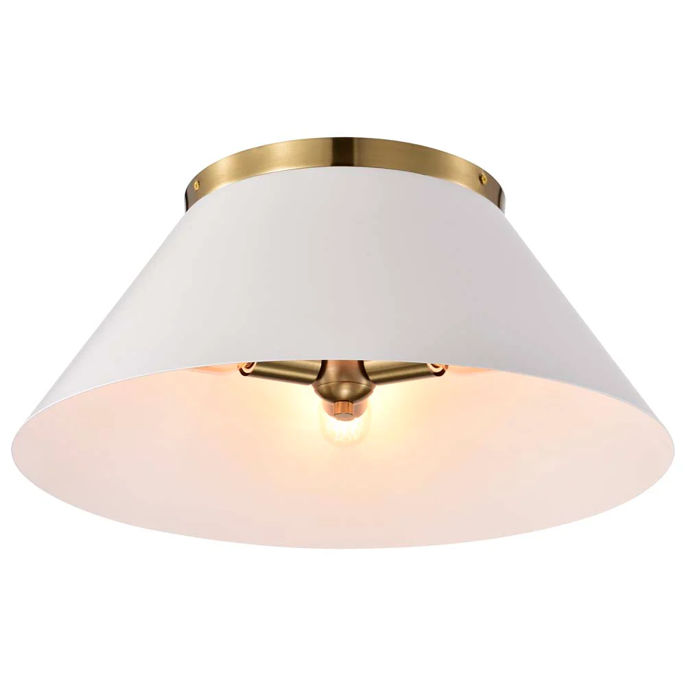 Dover 3-Light Large Flush Mount White with Vintage Brass - Image 4