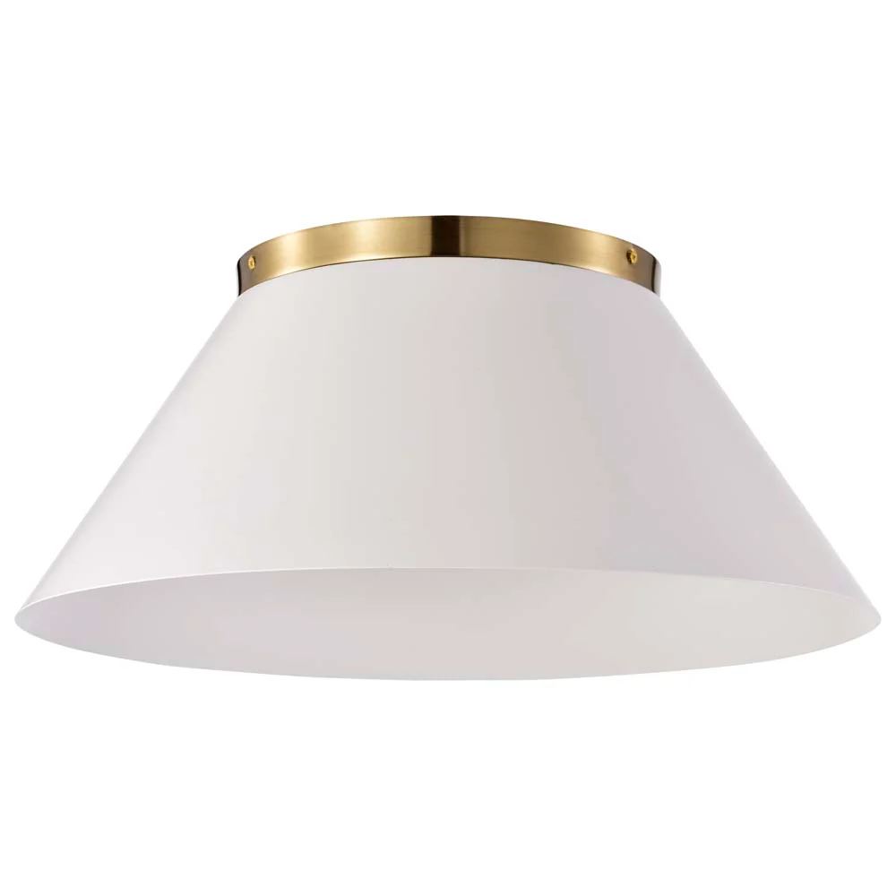 Dover 3-Light Large Flush Mount White with Vintage Brass - Image 5