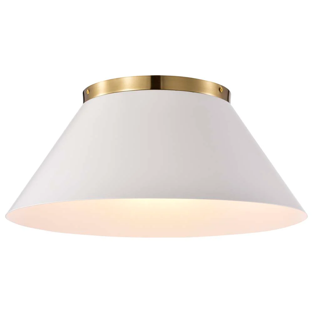 Dover 3-Light Large Flush Mount White with Vintage Brass - Image 6