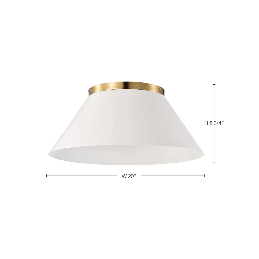 Dover 3-Light Large Flush Mount White with Vintage Brass - Image 7