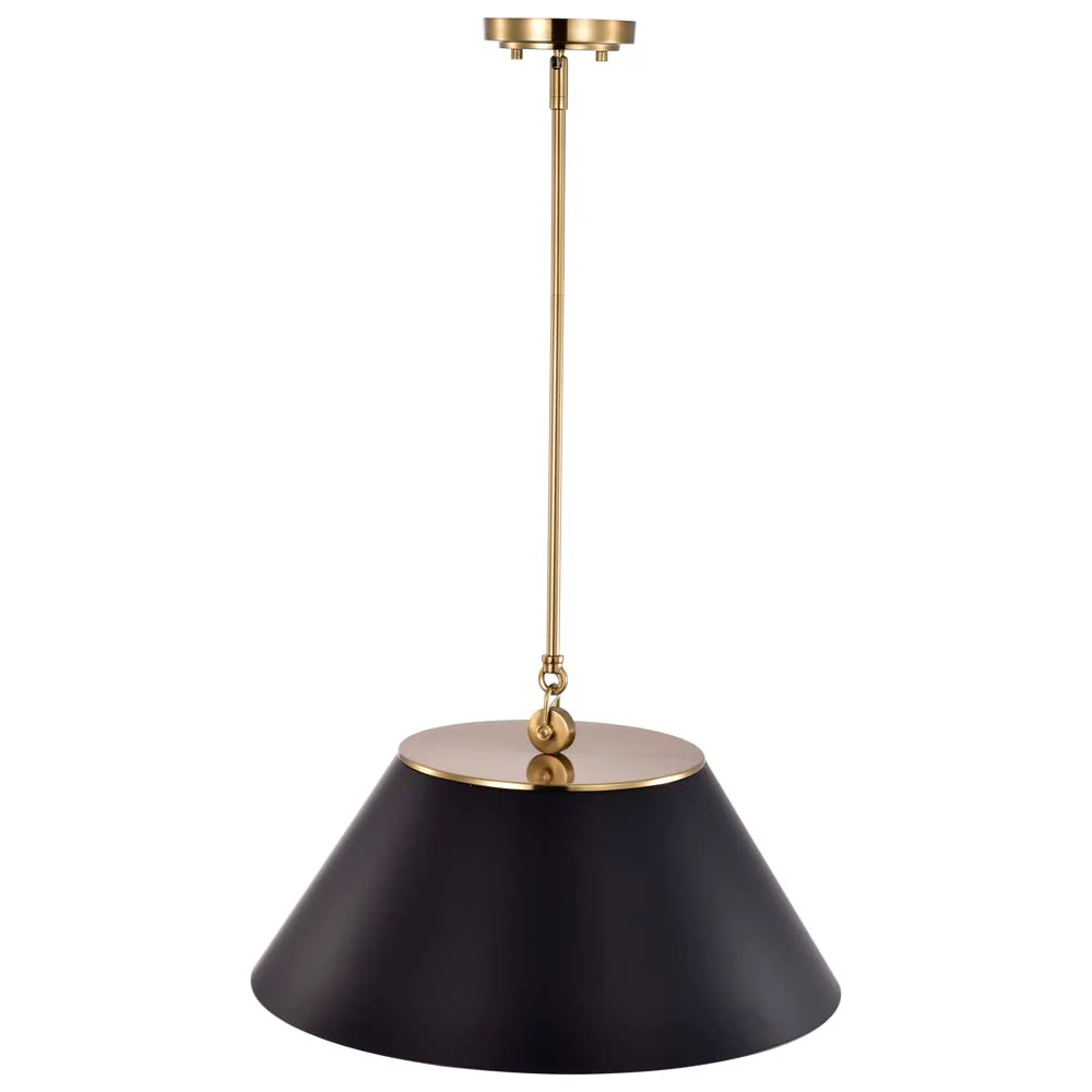 Dover 3-Light Large Pendant Black with Vintage Brass - Image 2