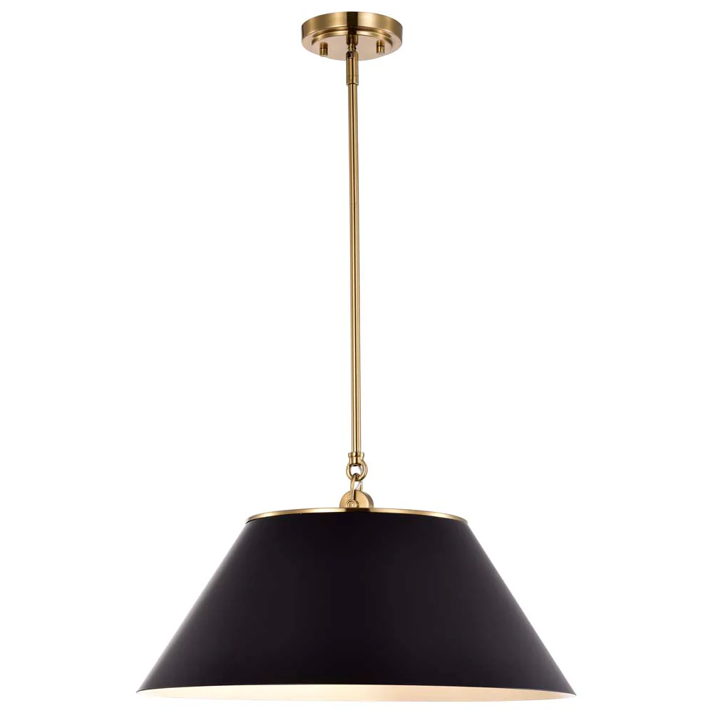 Dover 3-Light Large Pendant Black with Vintage Brass - Image 3