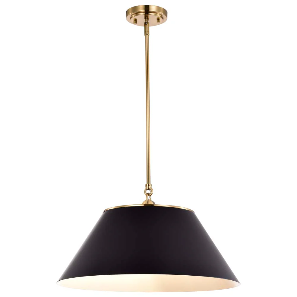 Dover 3-Light Large Pendant Black with Vintage Brass - Image 4