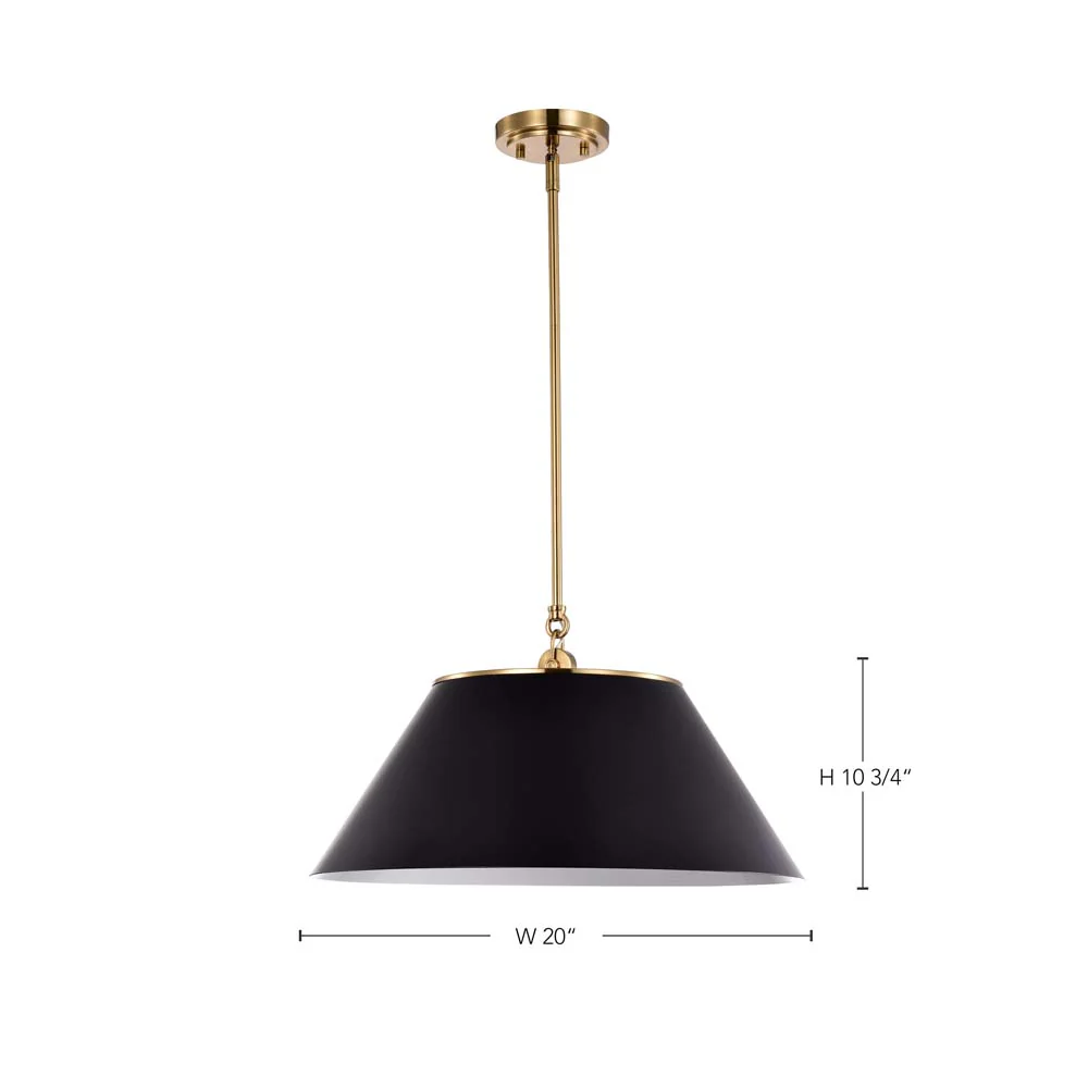Dover 3-Light Large Pendant Black with Vintage Brass - Image 5