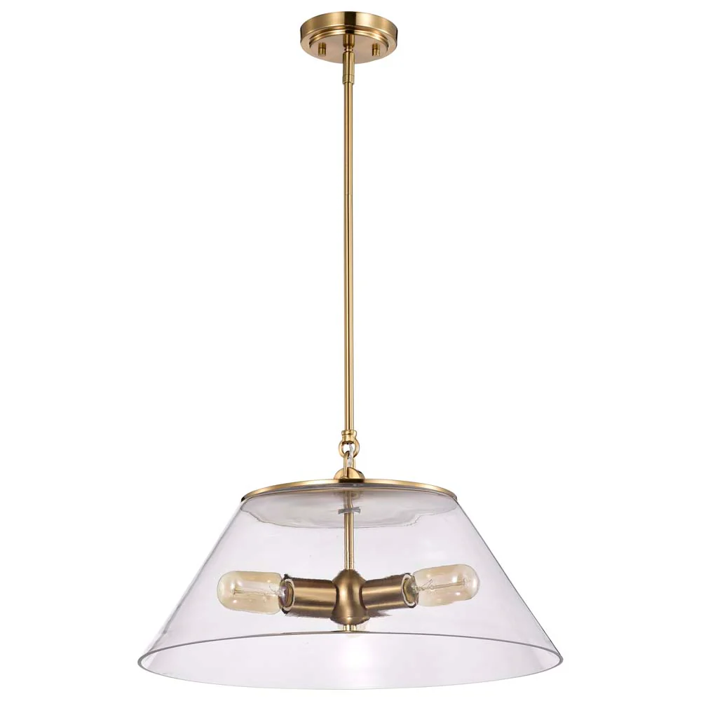 Dover 3-Light Large Pendant Vintage Brass with Clear Glass