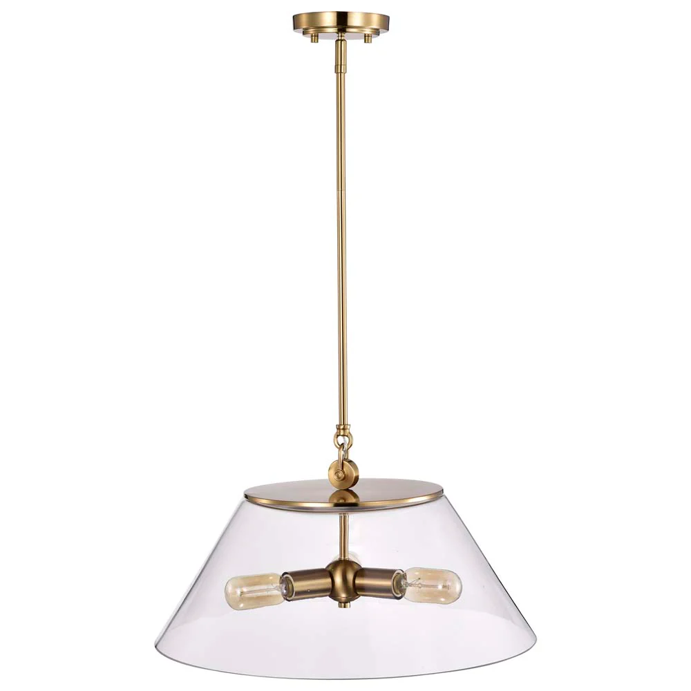 Dover 3-Light Large Pendant Vintage Brass with Clear Glass - Image 2