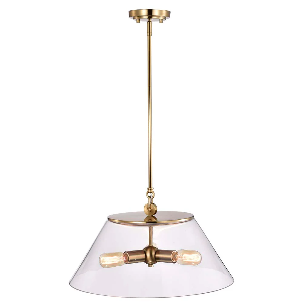 Dover 3-Light Large Pendant Vintage Brass with Clear Glass - Image 3
