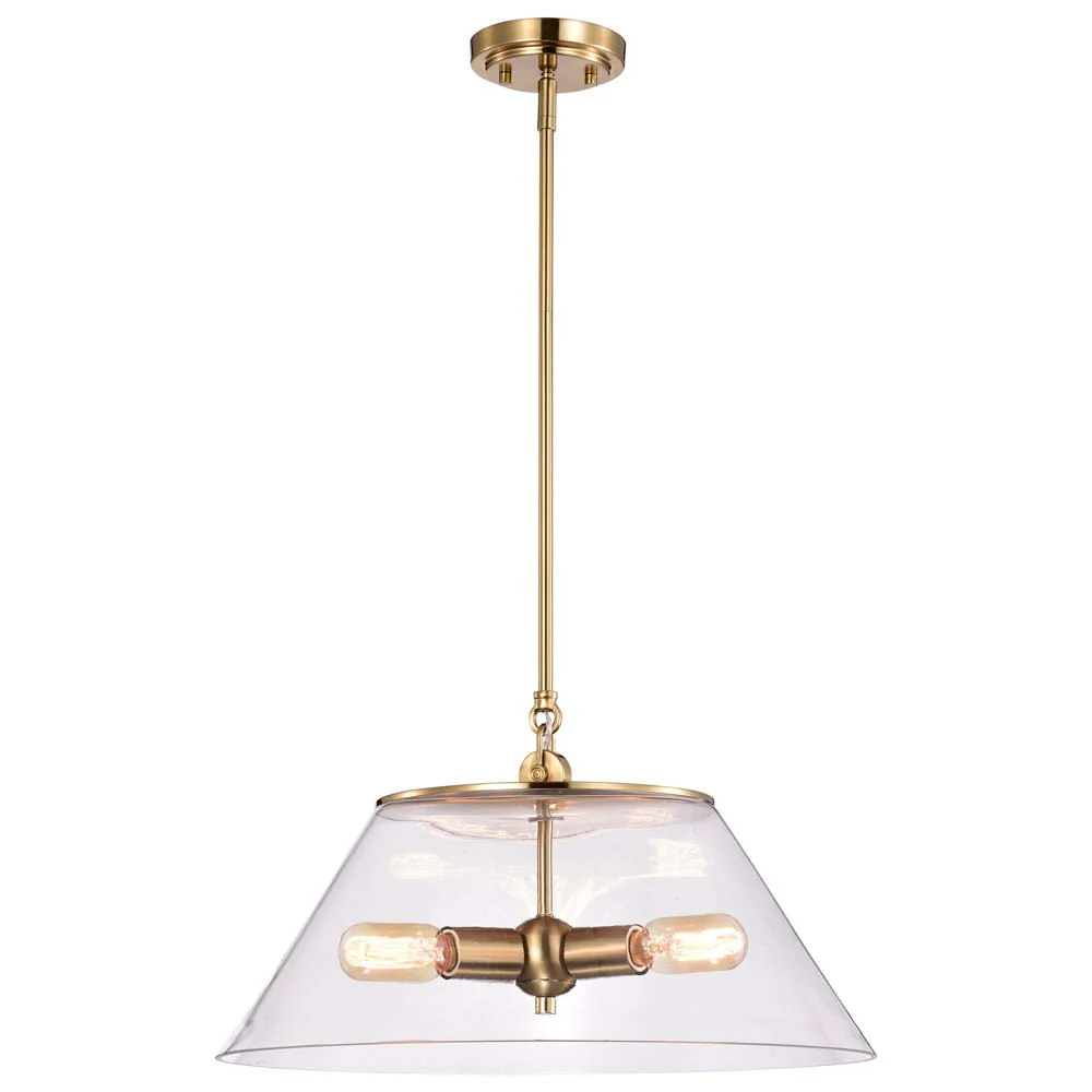 Dover 3-Light Large Pendant Vintage Brass with Clear Glass - Image 4