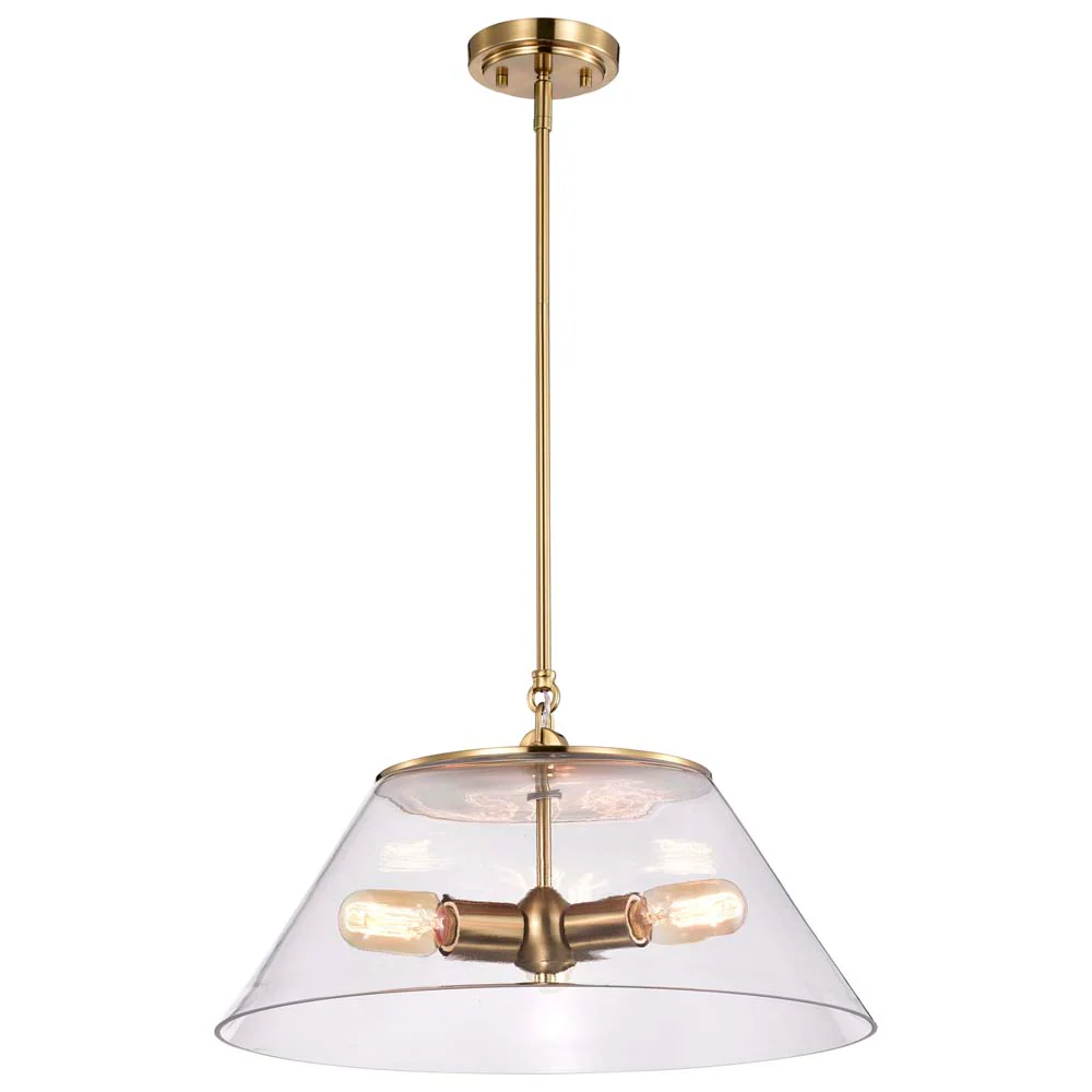 Dover 3-Light Large Pendant Vintage Brass with Clear Glass - Image 6