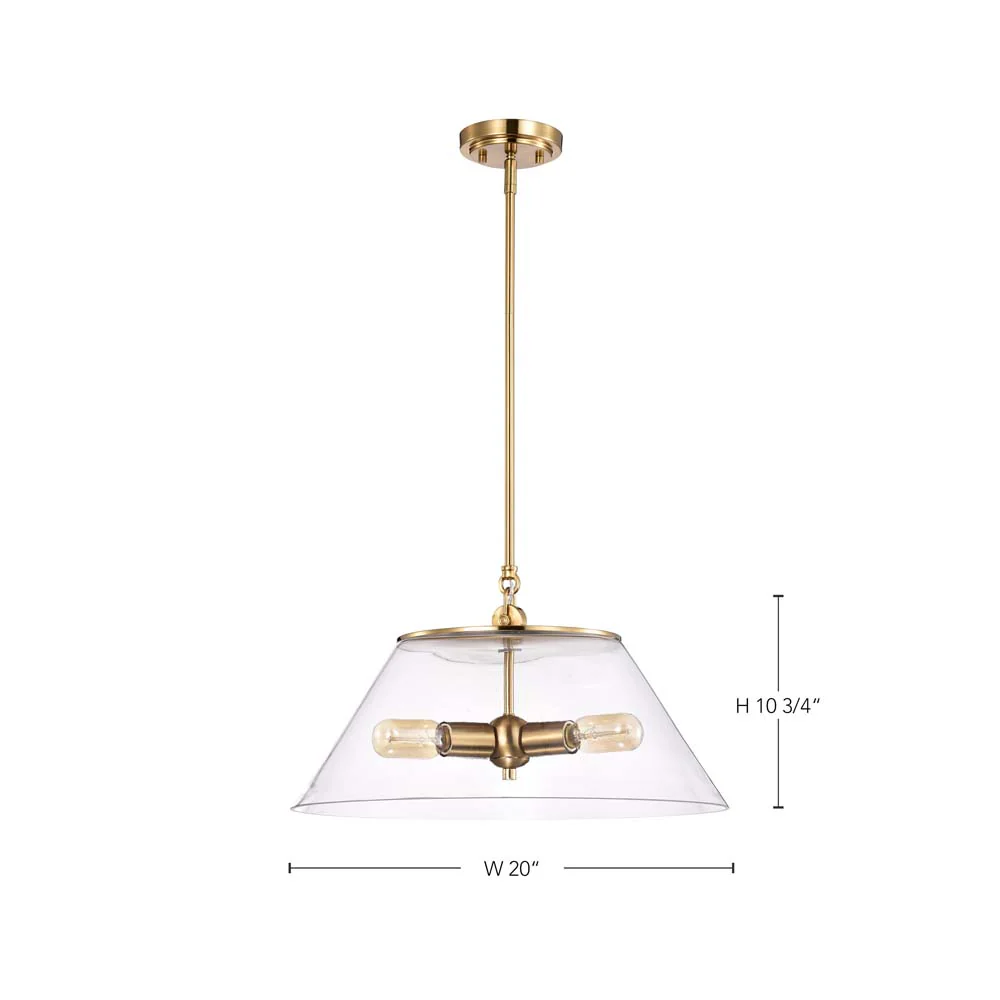 Dover 3-Light Large Pendant Vintage Brass with Clear Glass - Image 7