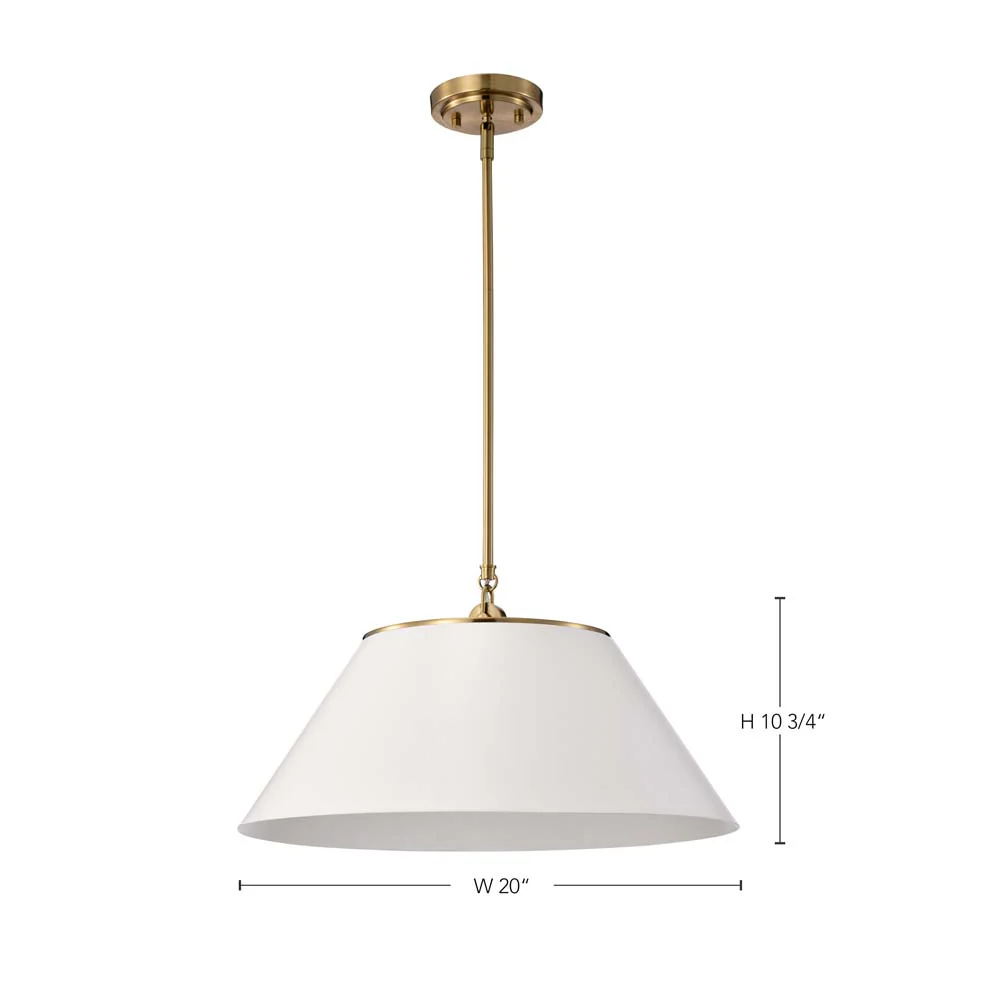 Dover 3-Light Large Pendant White with Vintage Brass - Image 6