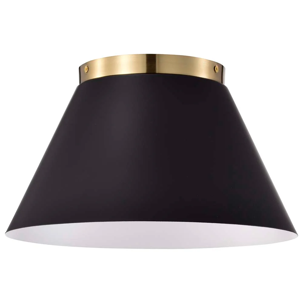 Dover 3-Light Small Flush Mount Black with Vintage Brass - Image 2