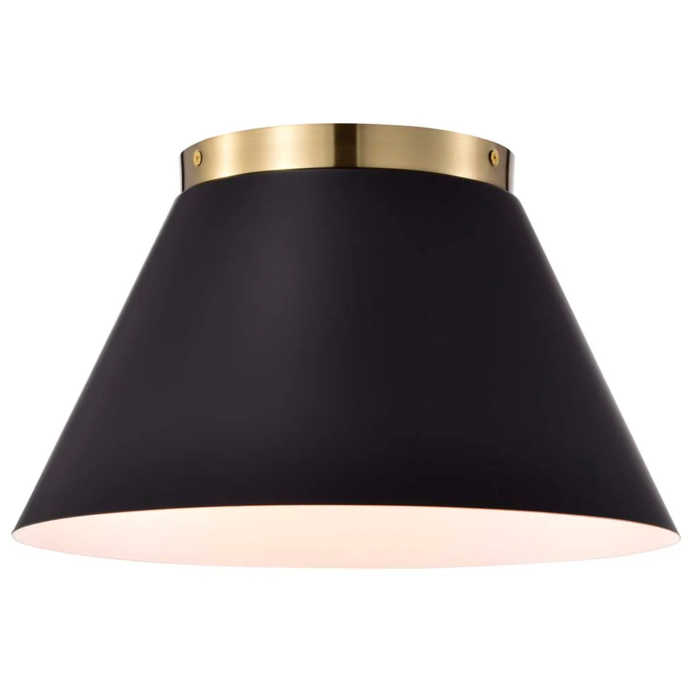 Dover 3-Light Small Flush Mount Black with Vintage Brass - Image 5