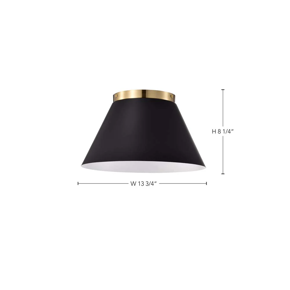 Dover 3-Light Small Flush Mount Black with Vintage Brass - Image 6