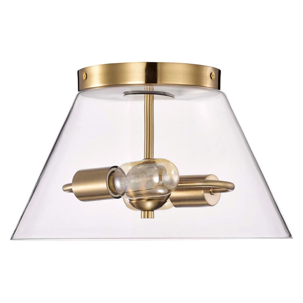 Dover 3-Light Small Flush Mount Vintage Brass with Clear Glass - Image 2