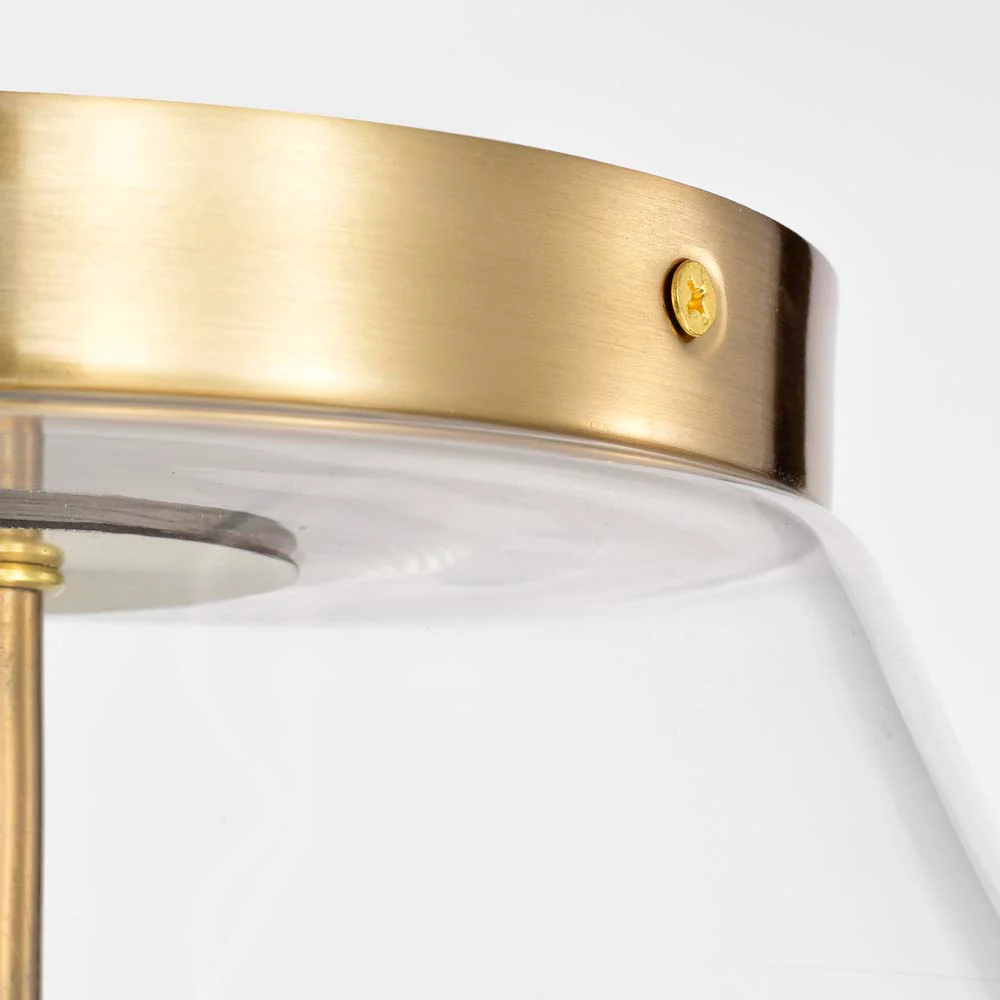 Dover 3-Light Small Flush Mount Vintage Brass with Clear Glass - Image 7