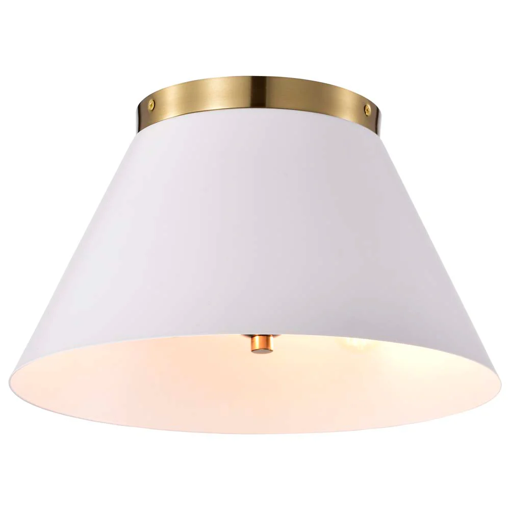 Dover 3-Light Small Flush Mount White with Vintage Brass - Image 2