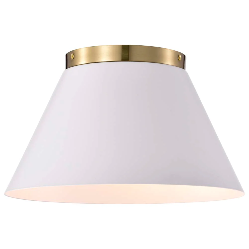 Dover 3-Light Small Flush Mount White with Vintage Brass - Image 4