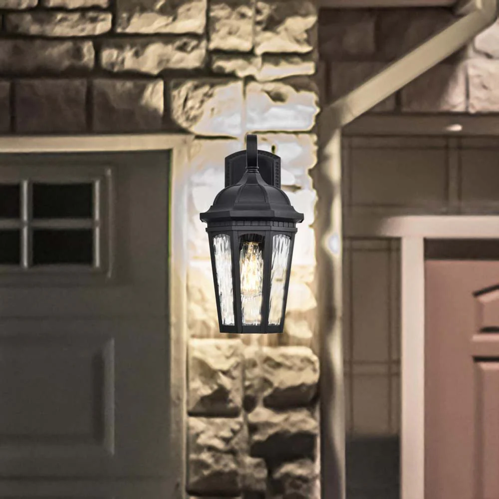 East River 12-in Small Wall Light Matte Black Finish w/ Clear Water Glass - Image 10