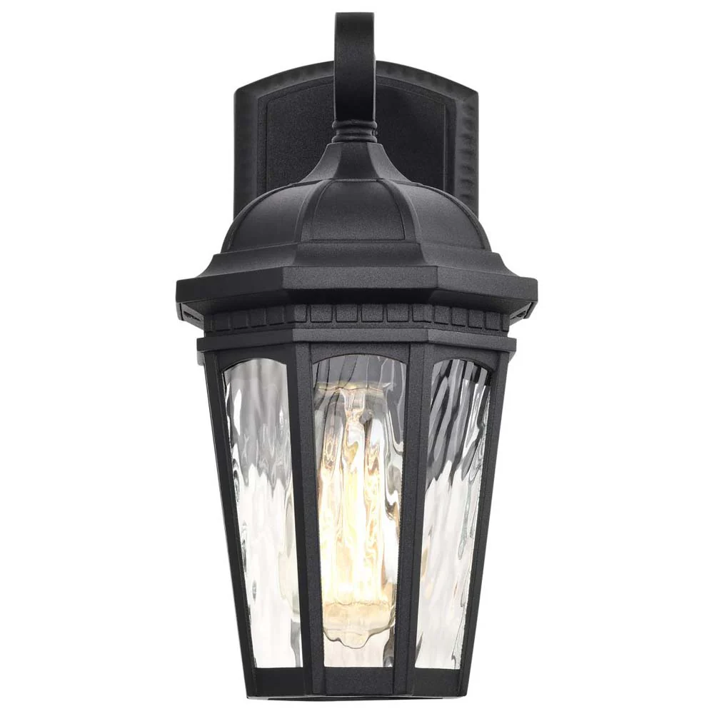 East River 12-in Small Wall Light Matte Black Finish w/ Clear Water Glass - Image 2