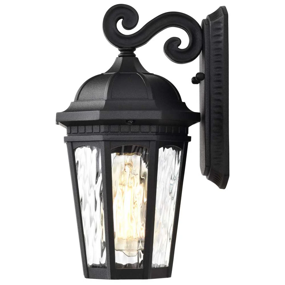 East River 12-in Small Wall Light Matte Black Finish w/ Clear Water Glass - Image 3
