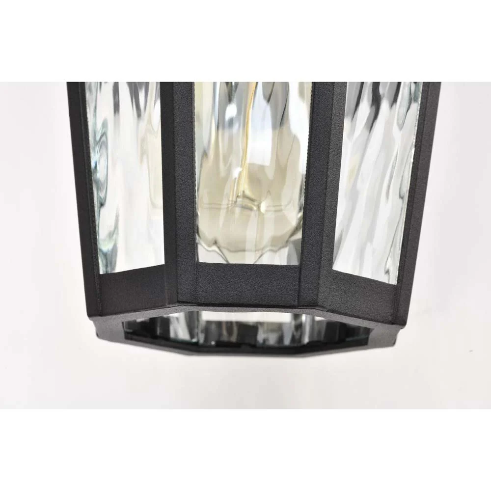 East River 12-in Small Wall Light Matte Black Finish w/ Clear Water Glass - Image 7