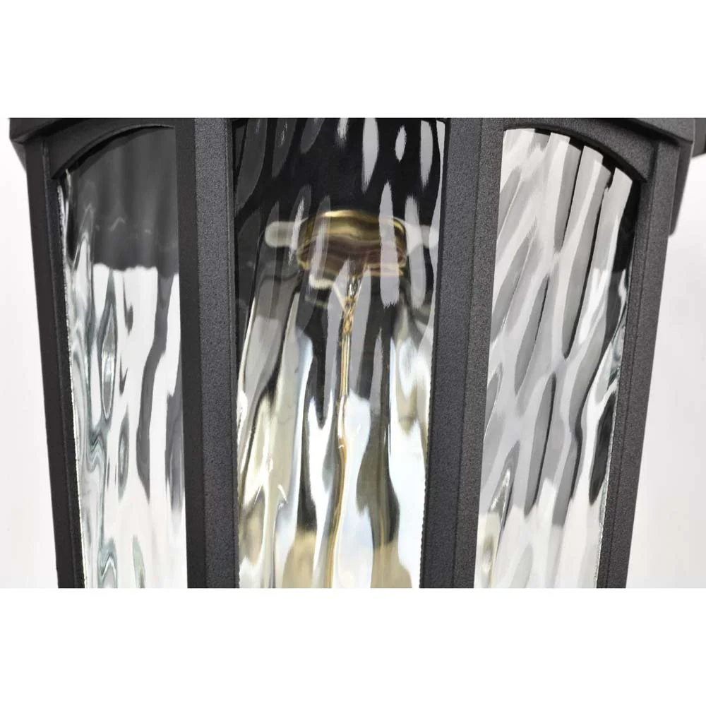 East River 12-in Small Wall Light Matte Black Finish w/ Clear Water Glass - Image 8