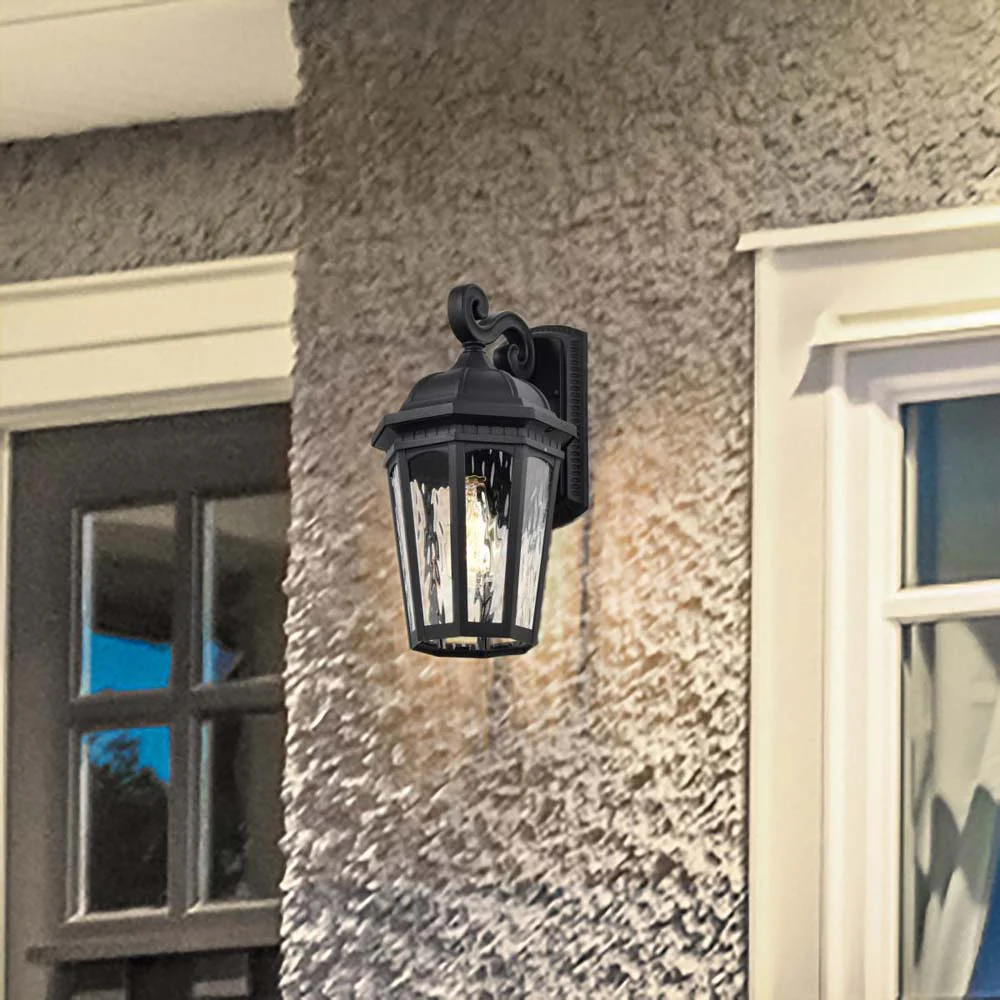 East River 16-in Large Wall Light Matte Black Finish w/ Clear Water Glass - Image 10