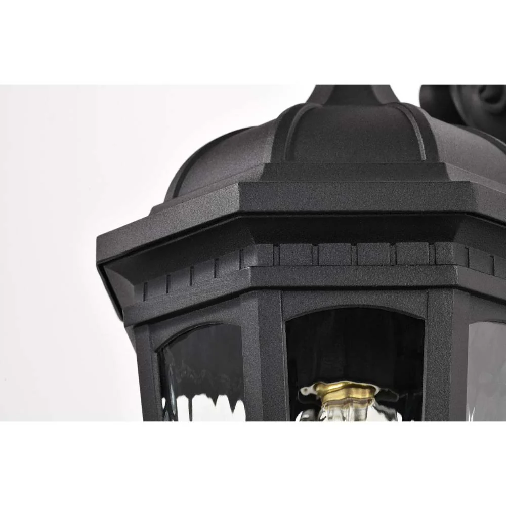East River 16-in Large Wall Light Matte Black Finish w/ Clear Water Glass - Image 7