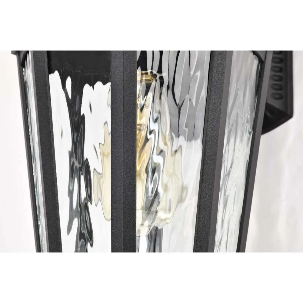 East River 16-in Large Wall Light Matte Black Finish w/ Clear Water Glass - Image 8