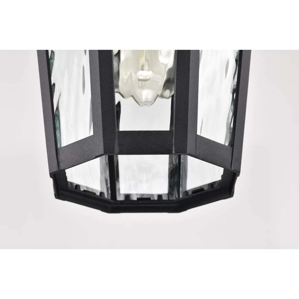 East River Outdoor 14.5-in Hanging Light Matte Black Finish w/ Clear Water Glass - Image 3